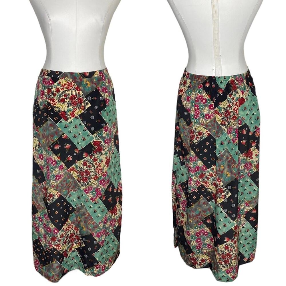 Vintage Patchwork Print Maxi Skirt size Medium